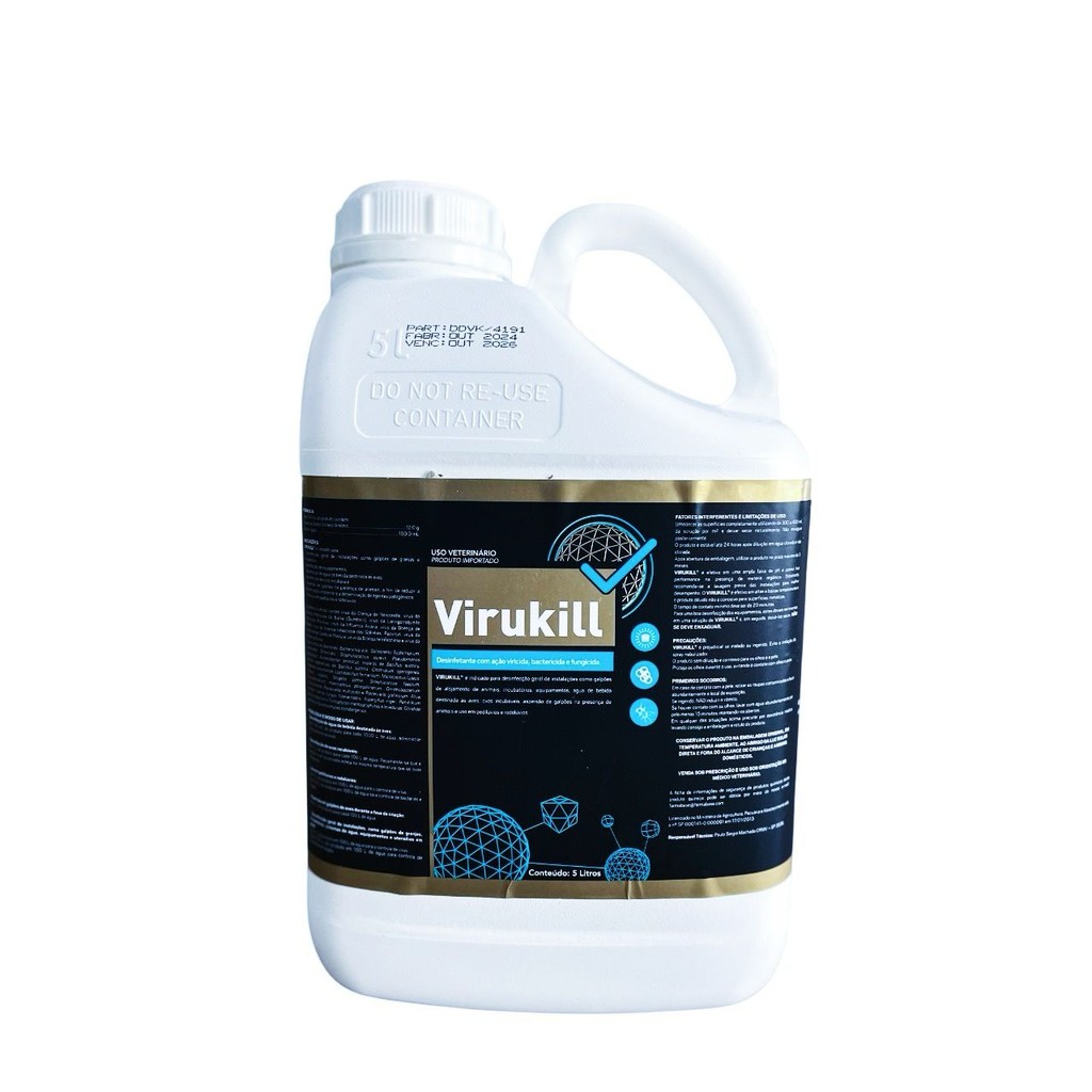 Virukill 5L - Desinfetante Viricida, Bactericida E Fungicida