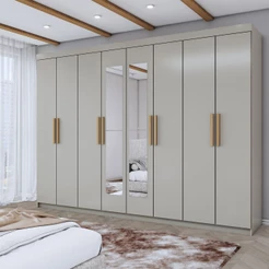 Guarda-Roupa Casal Aurora 8 Portas 4 Gavetas com Espelho