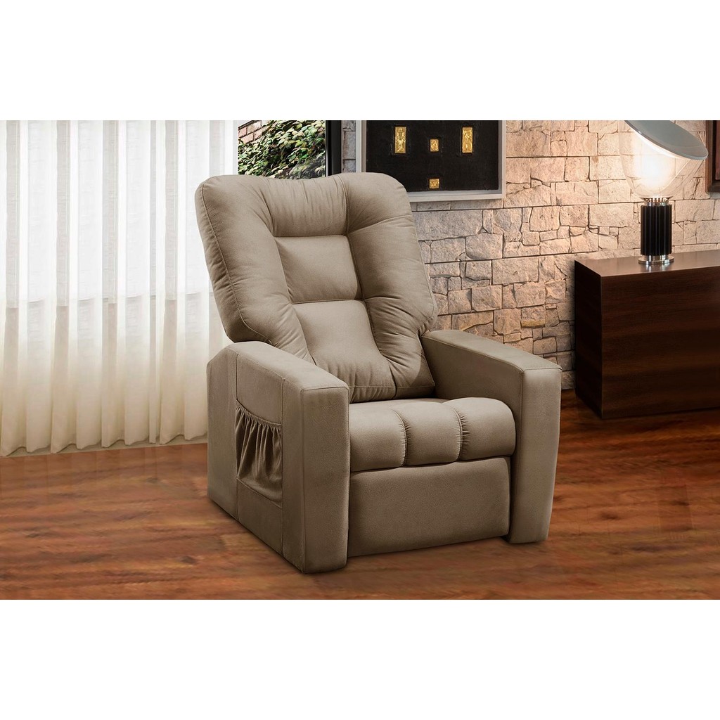 Poltrona do Papai Reclinável Itália Suede Adonai Estofados - Home & Living