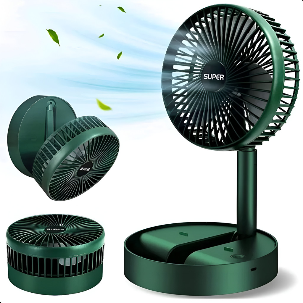 Ventilador Portátil Retrátil Usb Recarregável Dobrável 180° De Mesa Com Suporte