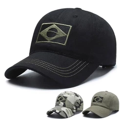 Bone Masculino de Camuflagem Brasil Boné de Beisebol Bordado com Bandeira do Brasil para Esportes e Caça