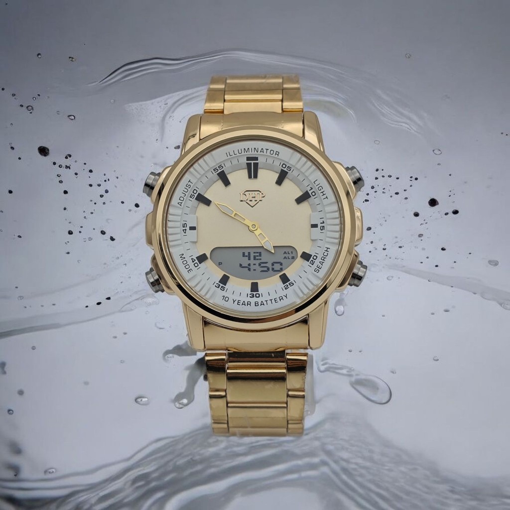 [W6000] Relógio DHP à prova d'agua masculino metal banho resistente duas máquinas e bateria original em Oferta na Shopee