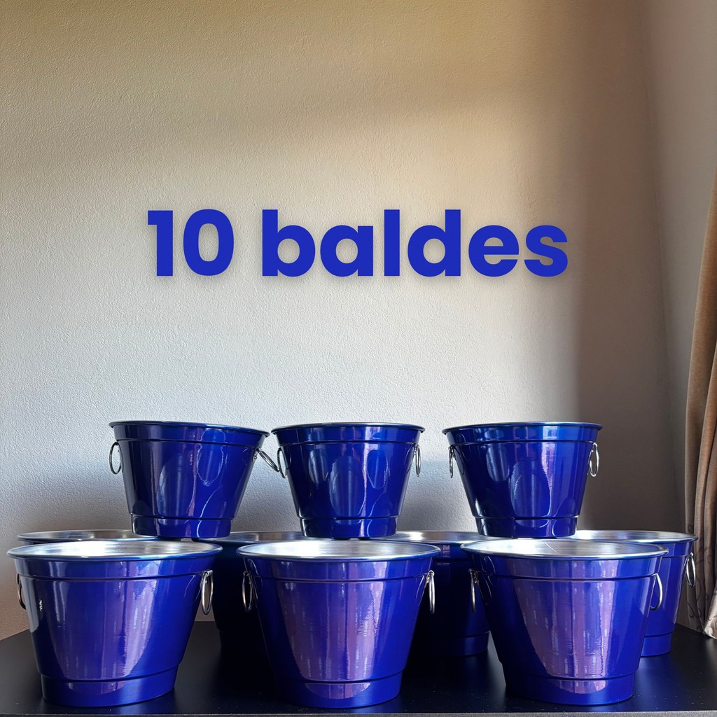 Kit 10 Baldes de Gelo Azul de 5 Litros em Alumínio