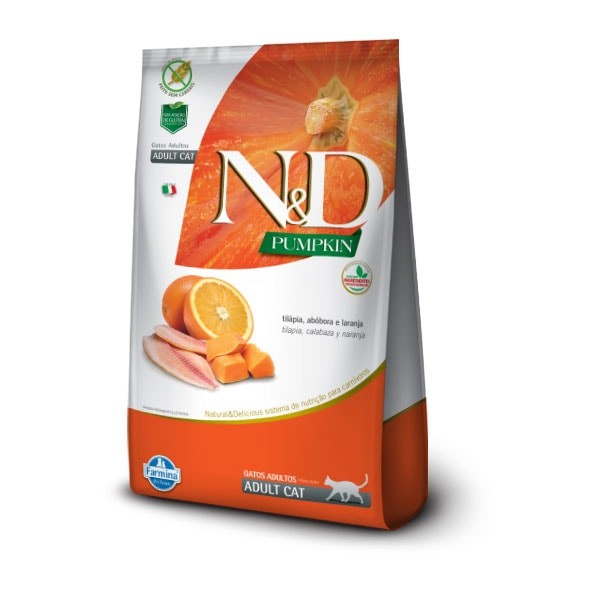 Ração N&D Pumpkin Para Gatos Adultos Tilápia, Abóbora e Laranja 400gr em Oferta na Shopee