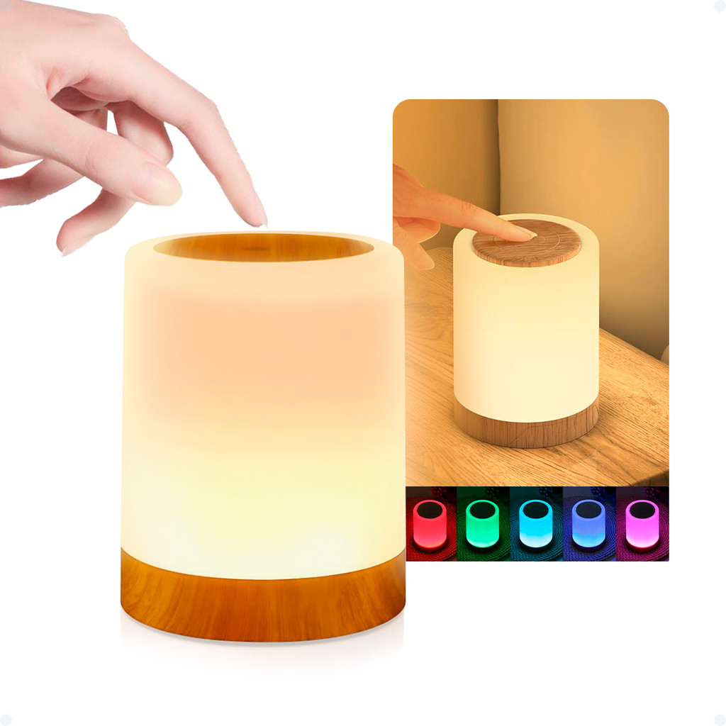 Abajur Quarto Luminária Led De Mesa Criado Mudo Recarregável Touch Cabeceira Quarto Luz Estudos RGB