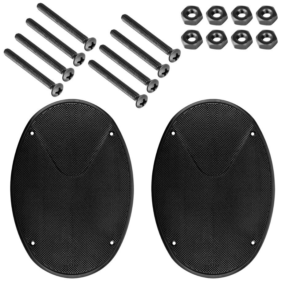 Kit Par Tela Premier Plástica Preta 6X9 Polegadas + Parafusos e Porcas de Fixação Top Novo