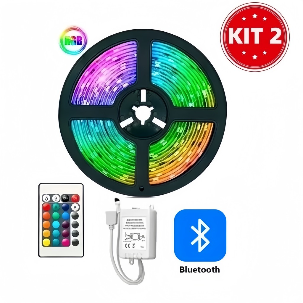 Fita de LED RGB 3528 Colorida 5m + Controle 300 Led Decoração Home