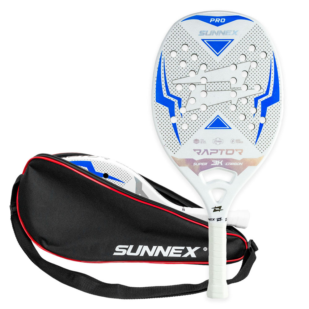 Raquete Beach Tennis Carbono 3K Pro Sunnex Raptor Azul