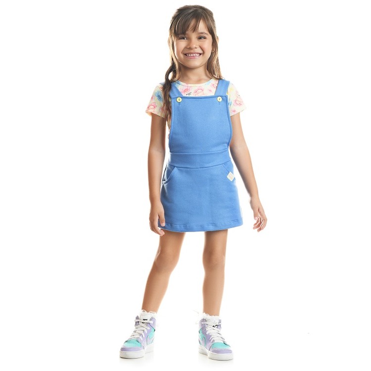 13711  CONJUNTO MENINA 1-2-3 JARDINEIRA MOLETINHO E BLUSA RIBANA URSINHO