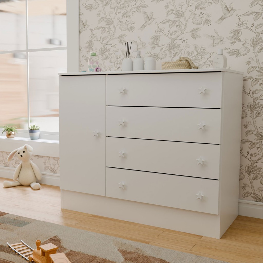 Cômoda Utopia 1 Porta 4 Gavetas - Panorama Móveis em Oferta na Shopee