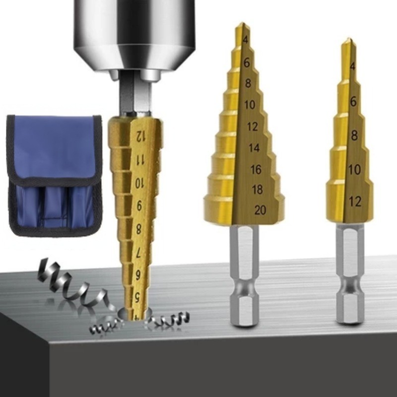 3PCS Broca HSS Hexagonal Titanio Perfuração Metal Madeira Revestimento Anti-Desgaste Hexagonais Cônicas Brocas Jogo em Oferta na Shopee