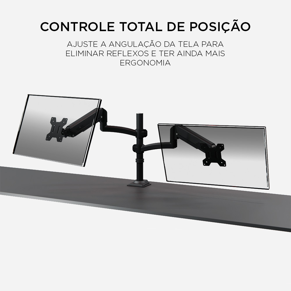 Detalhes do Suporte Ergonômico Tipo Torre, de Mesa, para 2 Monitores 17 a 35