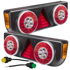Kit Par Lanterna Traseira Carreta Facchini LED Original Aspock Braspoint III Vermelha 24V + Chicotes