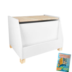 Baú Organizador Leiturinha Madeira Infantil Tamanho G Quarto Kit Livro Educativo