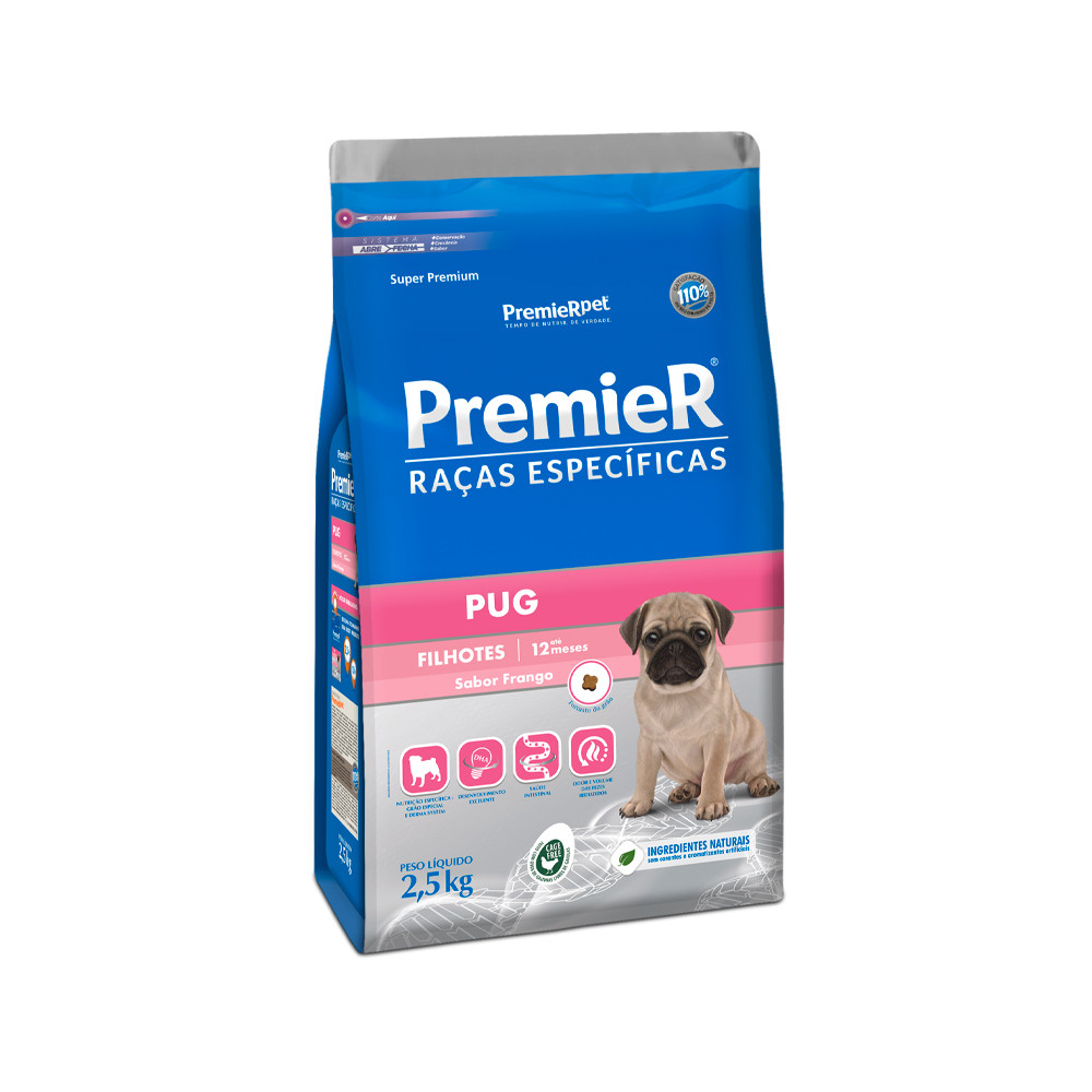 Ração para cães filhotes até 12 meses Premier Raças Específicas Pug 2,5kg