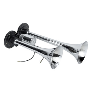 Buzina A Ar 2 Cornetas Cromada Corneta Buzina De Caminhão Potente 12V 24V Bratus Metal Som Forte em Oferta na Shopee