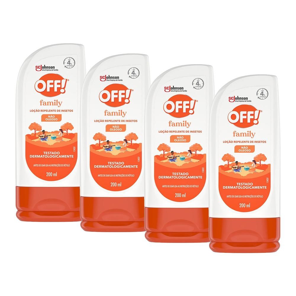 Kit 4 Repelentes Loção Off! Family 200ml cada em Oferta na Shopee