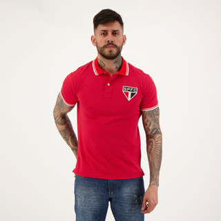 Polo São Paulo Stripe Vermelha em Oferta na Shopee