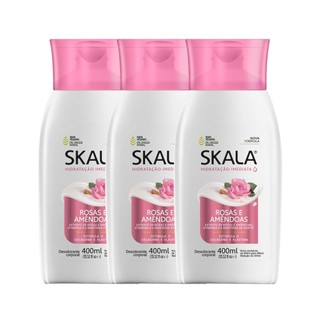 Kit 3 Loção Creme Hidratante Corporal Rosas E Amêndoas Skala em Oferta na Shopee
