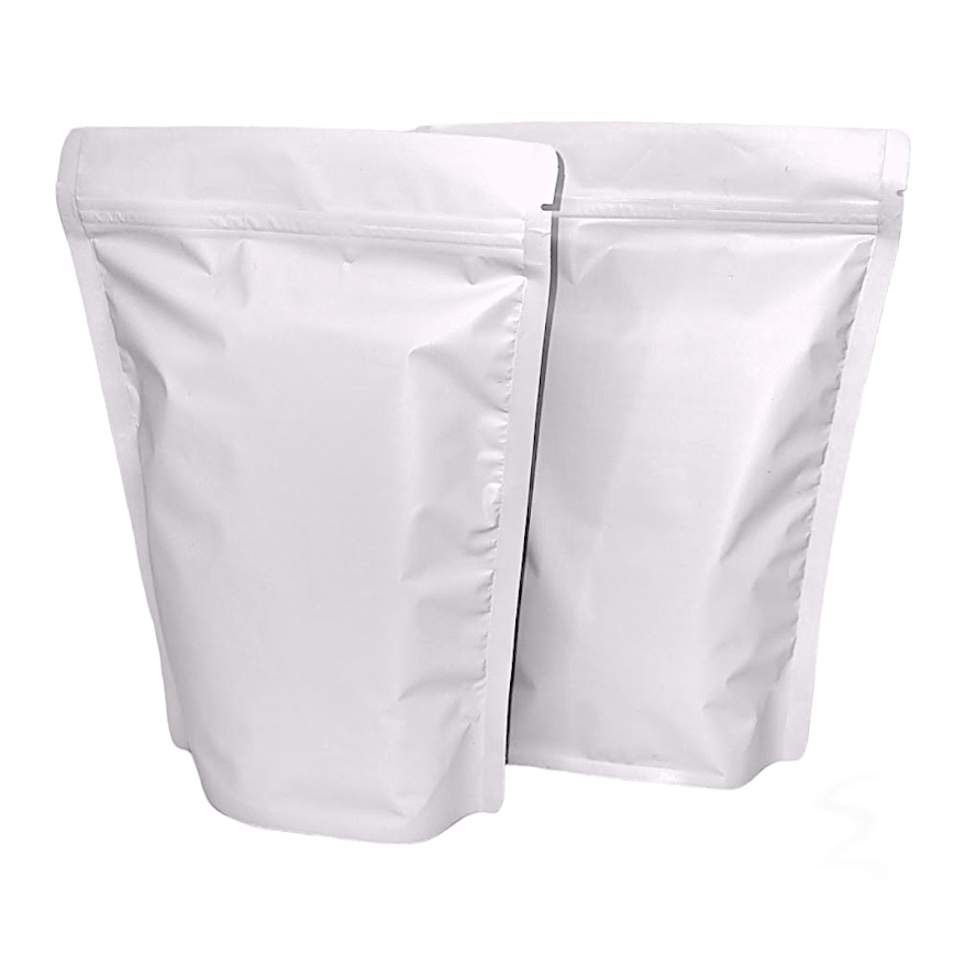 Kit 100 Sacos Stand Up Pouch Branco Fosco com Zíper 1100 ml (17x23 cm) - Embalagem Versátil e Prática