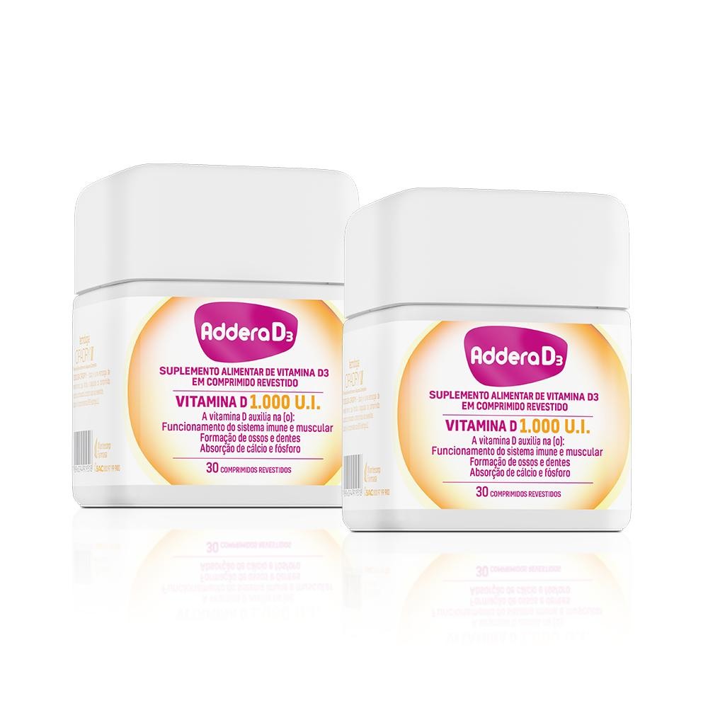 Kit Vitamina D Addera D3 1.000Ui Com 30 Comprimidos - Health