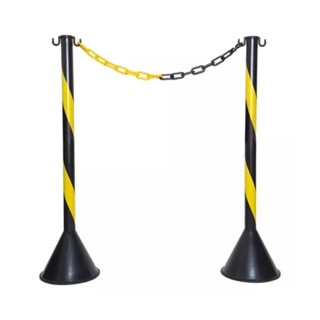 Kit 2 Pedestal de Sinalização 95cm e 5 Mts de Corrente Zebrado Preto e Amarelo em Oferta na Shopee