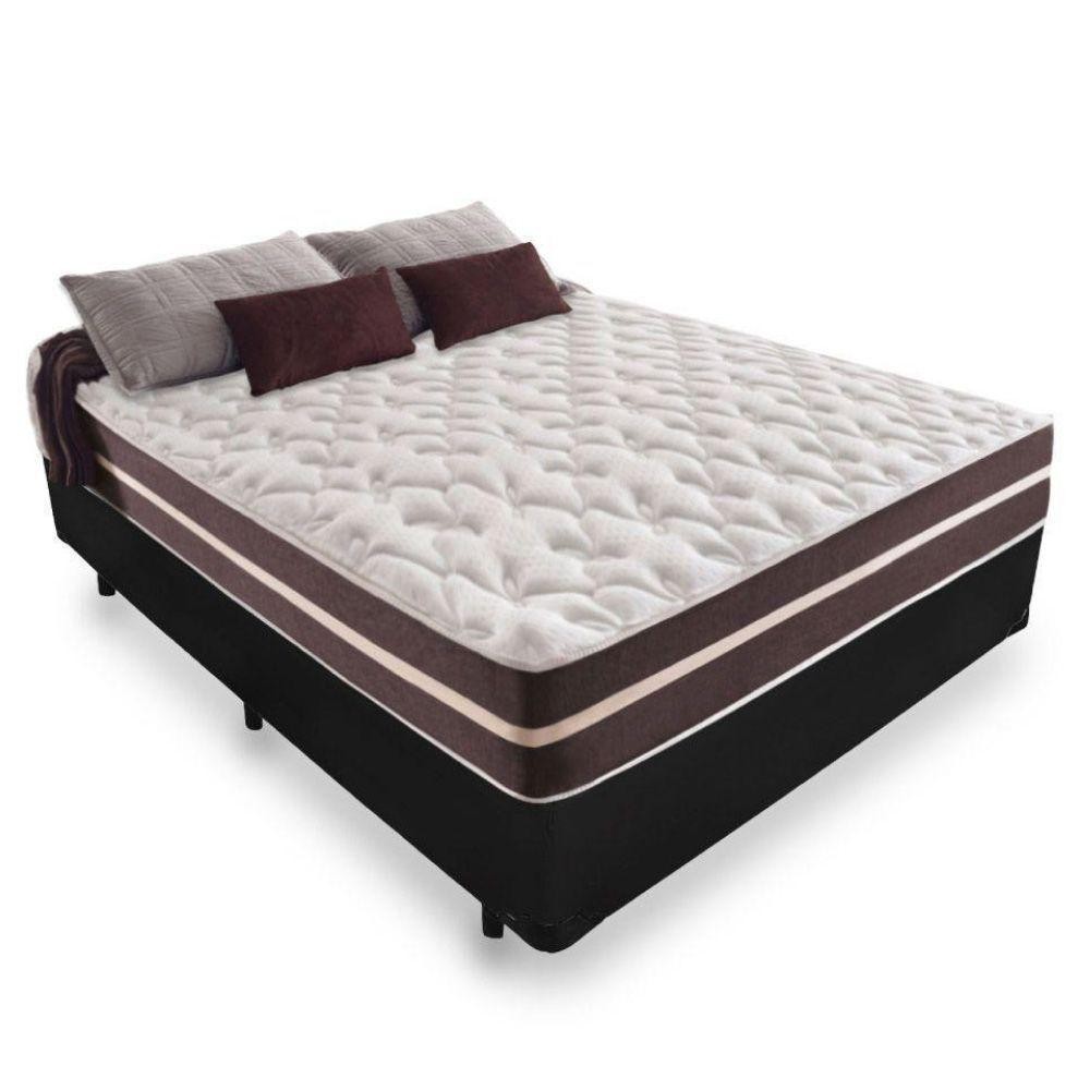 Cama Box Casal + Colchão De Molas Colchões Classic Superlastic 138x188x64 Cor:preto - Home & Living