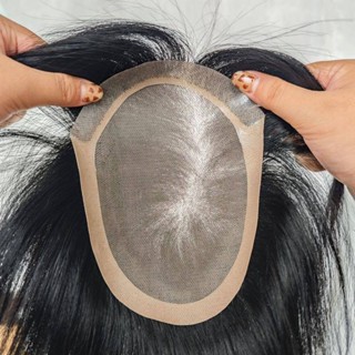 3 # Rede 100 % Cabelo Humano Sem Nós Natural Olhando Peruca Reta Remy Masculino Invisíveis Base De Seda em Oferta na Shopee