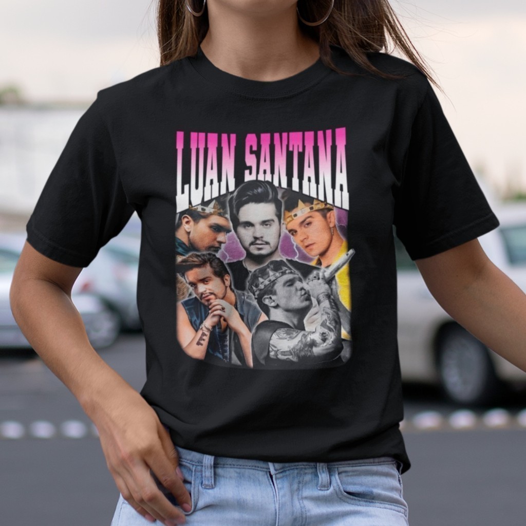 Camiseta Básica Santana Luan Trem Bala Album Fã City Cantor Team Luan
