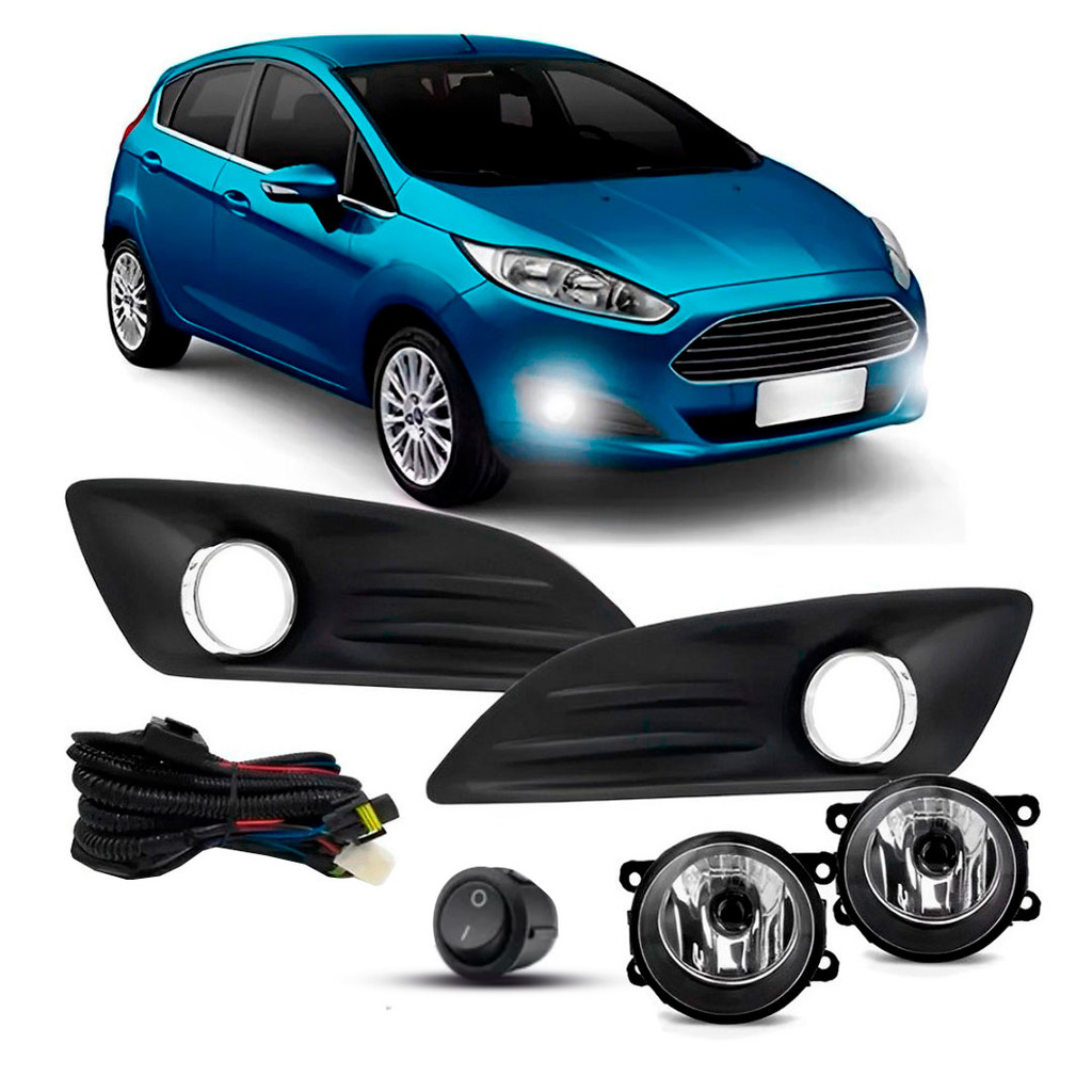 Kit Farol de Milha Ford New Fiesta Hatch 2013/2016 + Moldura