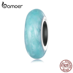 Bamoer 925 Prata Esterlina Colar Silicone Espaçador Contas Design Simples DIY Para Pulseira Mulher SCC1450-BGP