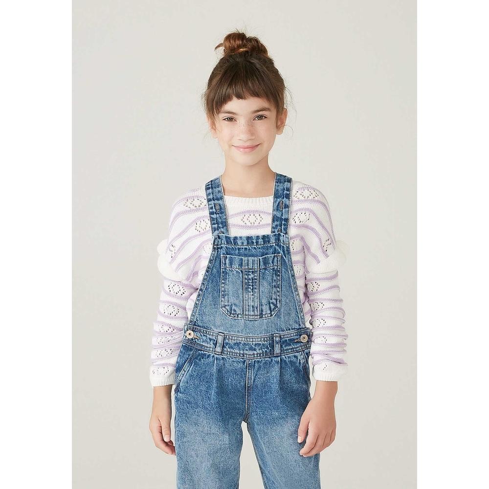 Blusão Infantil Menina Em Tricô Com Mangas Bufantes Hering Kids em Oferta na Shopee