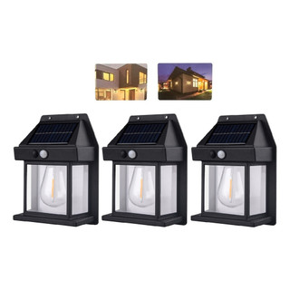 Kit 3 Arandelas Solar Luminária Parede Externa Prova D'água