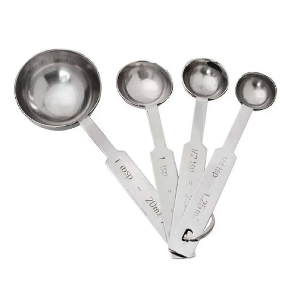 Conjunto Jogo com 4 Colheres Dosadoras Medidoras em Aço Inox para Receitas Culinárias - Casa Cozinha