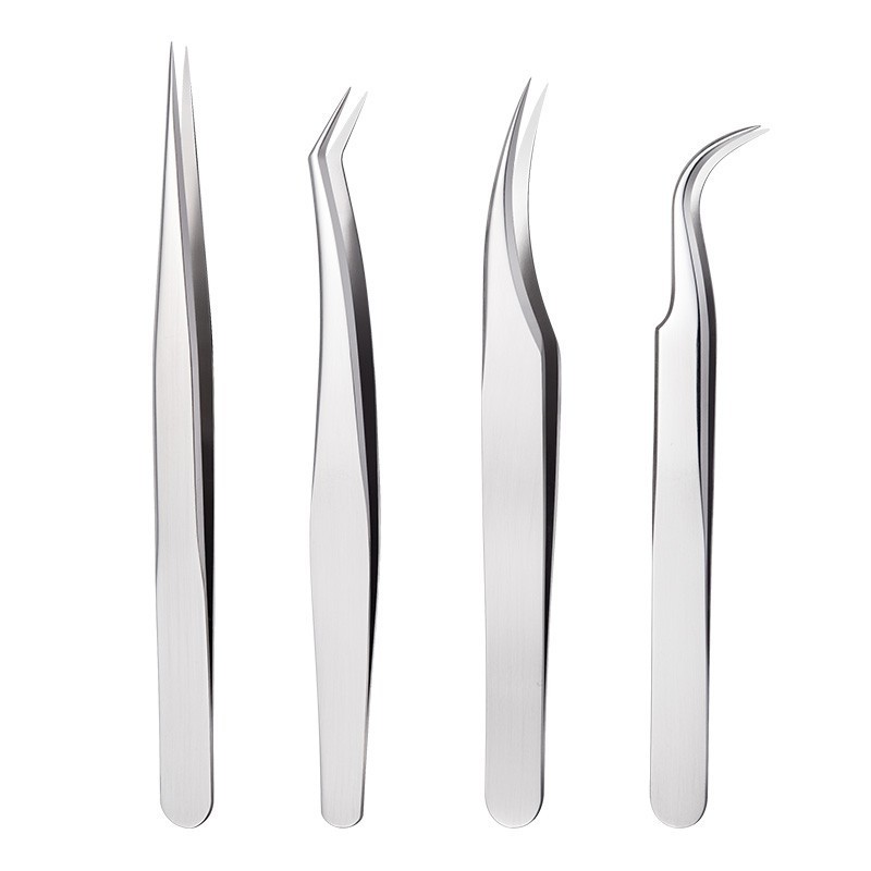 Kit Profissional com 3 Pinças Para Extensão e Alongamento de Cílios Fio a Fio Volume Russo (S14)
