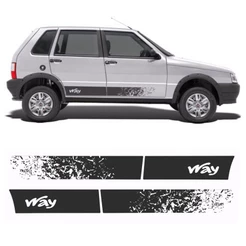 Faixa Lateral Fiat Uno Way /2012 4 Portas Adesivo Preto