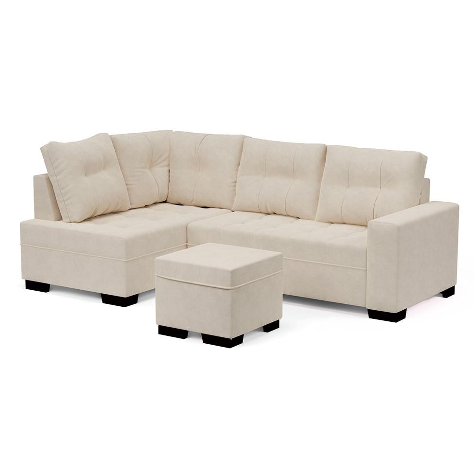 Sofá de Canto 6 Lugares Gávea Suede Bege em Oferta na Shopee