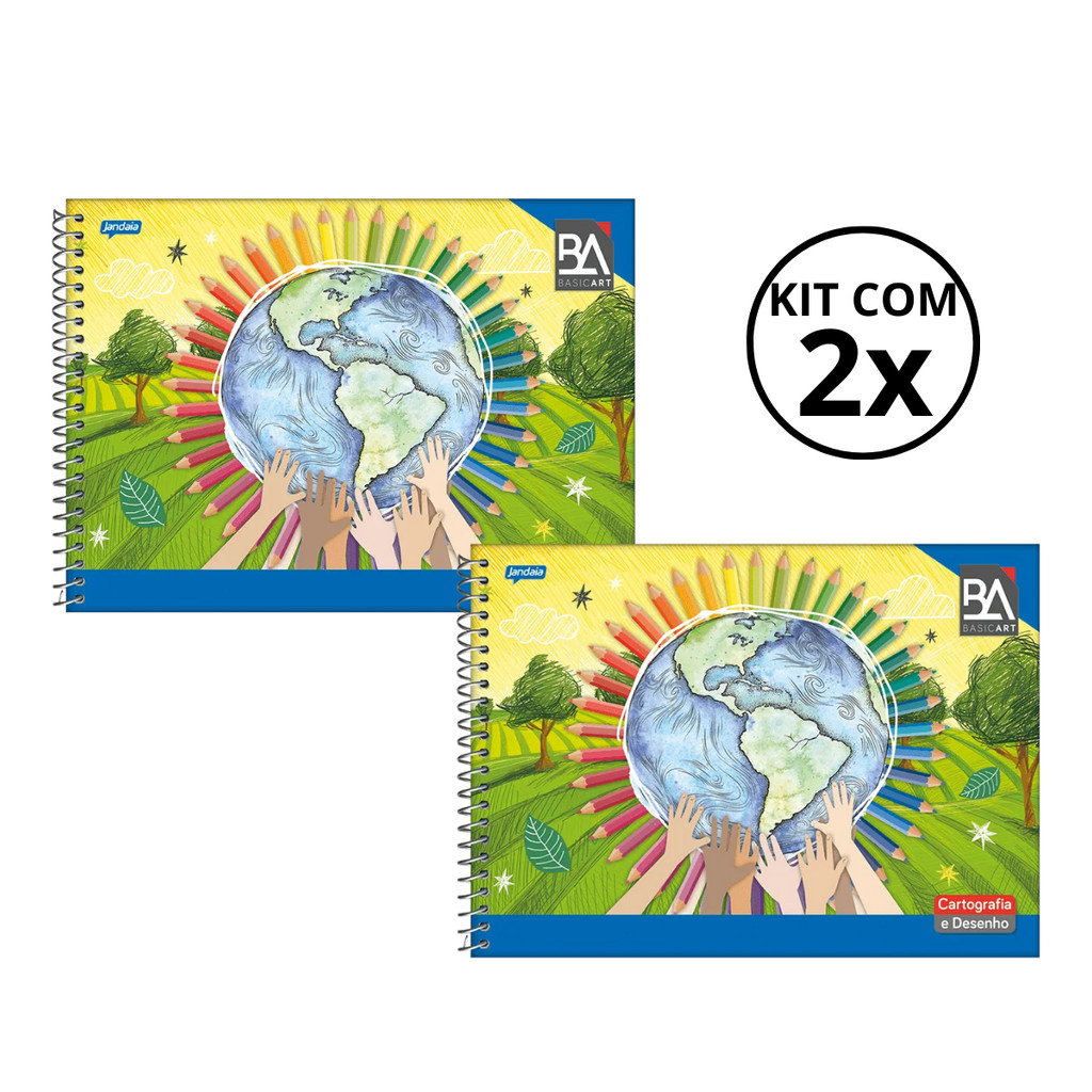 Kit Com 02 Caderno De Desenho Basic Art 48 Folhas  - Jandaia em Oferta na Shopee