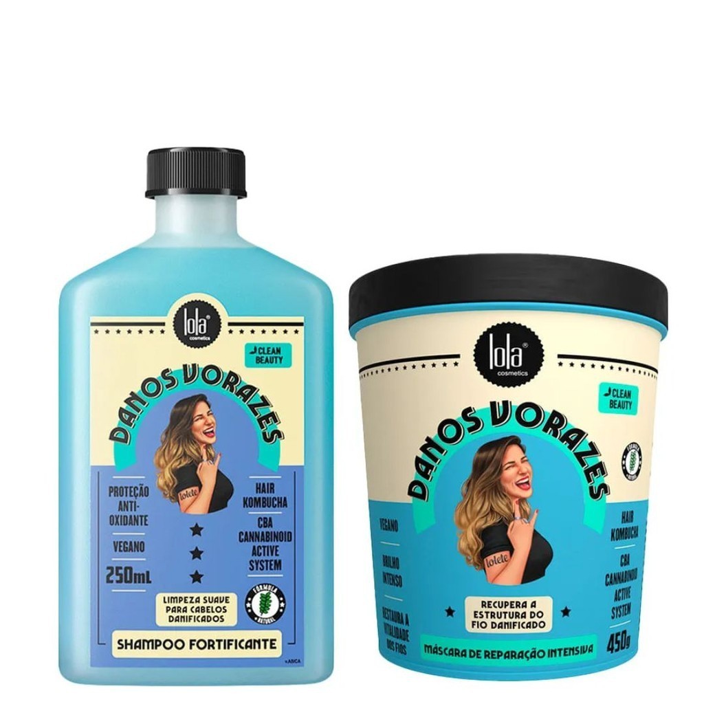 Kit Lola Cosmétics Reconstrução Danos Vorazes - Shampoo 250ml + Máscara De Reconstrução 45...