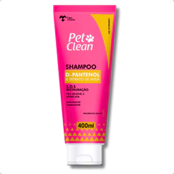 Shampoo D-Pantenol Suavizante Hidratante Pele Sensivel e Ressecada Cachorro e Gato Pet Clean 400 ml