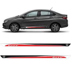 Faixa Lateral City Sedan 2010/2022 Adesivo Vermelho Par