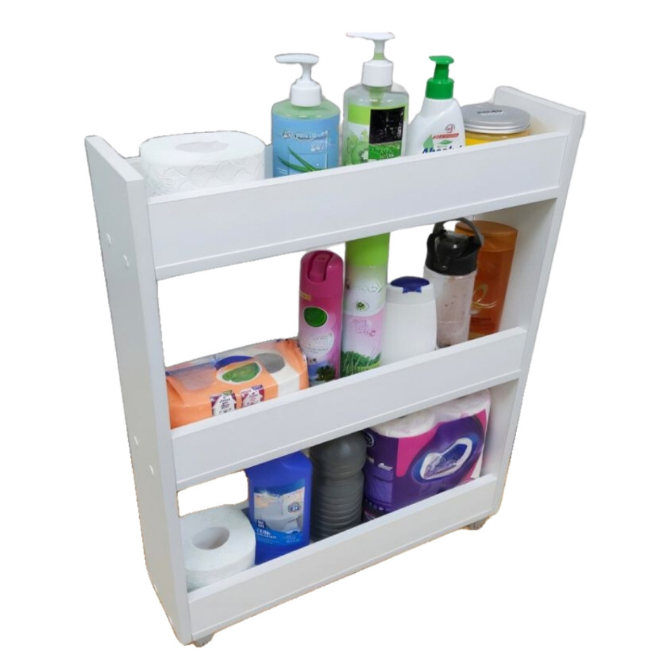 Nicho Armário Multiuso Organizador Com Rodinhas Para Cozinha temperos Lavanderia Prateleira MDF Branco fosco