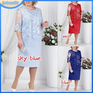YYR-Vestido Midi Floral De Renda Com Manga Média Plus Size Para Festas