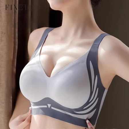 FINETOO Sutiã Sem Costura Feminino Para Mulheres Fio Sexy Lady Brelette Collar Camiseta Yoga Brallete Acolchoado - Women Clothes
