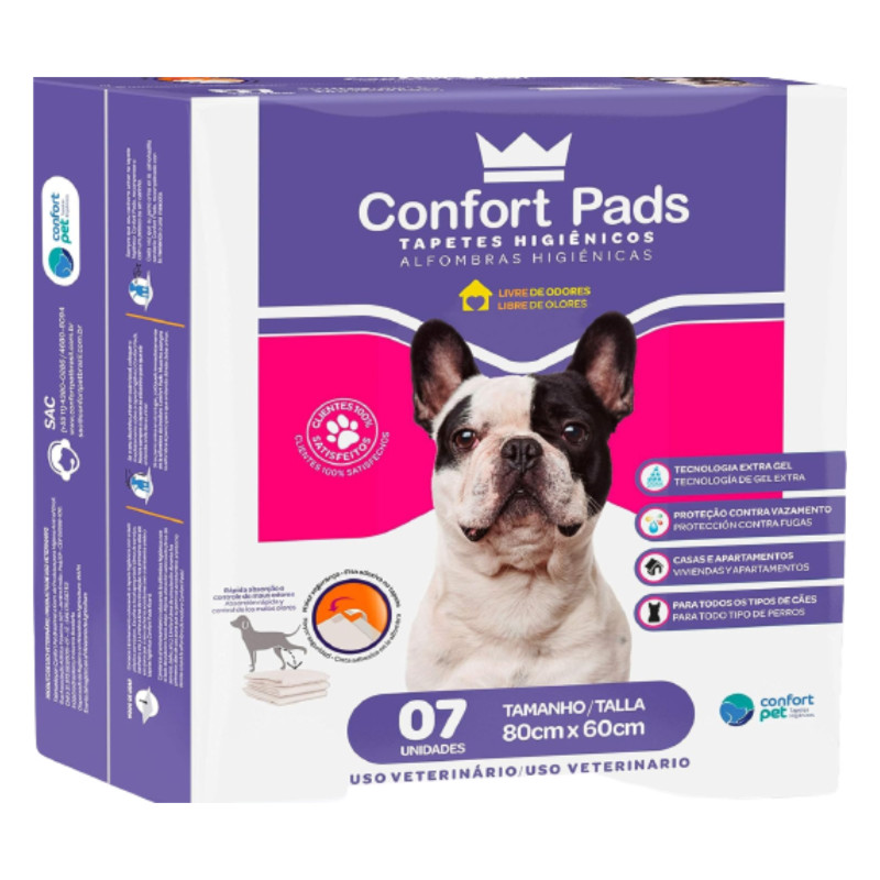 Tapete Higiênico para Cães Confort Pads 80x60 07uni