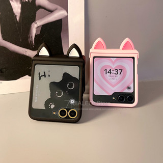 LUKEN Bonito Orelhas Pulseira Cinta Tela Temperado Filme Dobradiça Caso De Telefone Para Samsung Galaxy Z Flip 5 6 7 fli em Oferta na Shopee