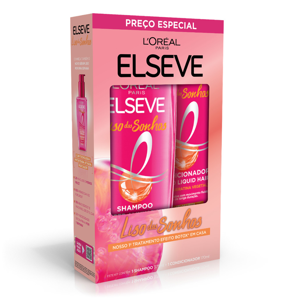 Kit Elseve Shampoo 375ml + Condicionador 170ml Liso dos Sonhos em Oferta na Shopee