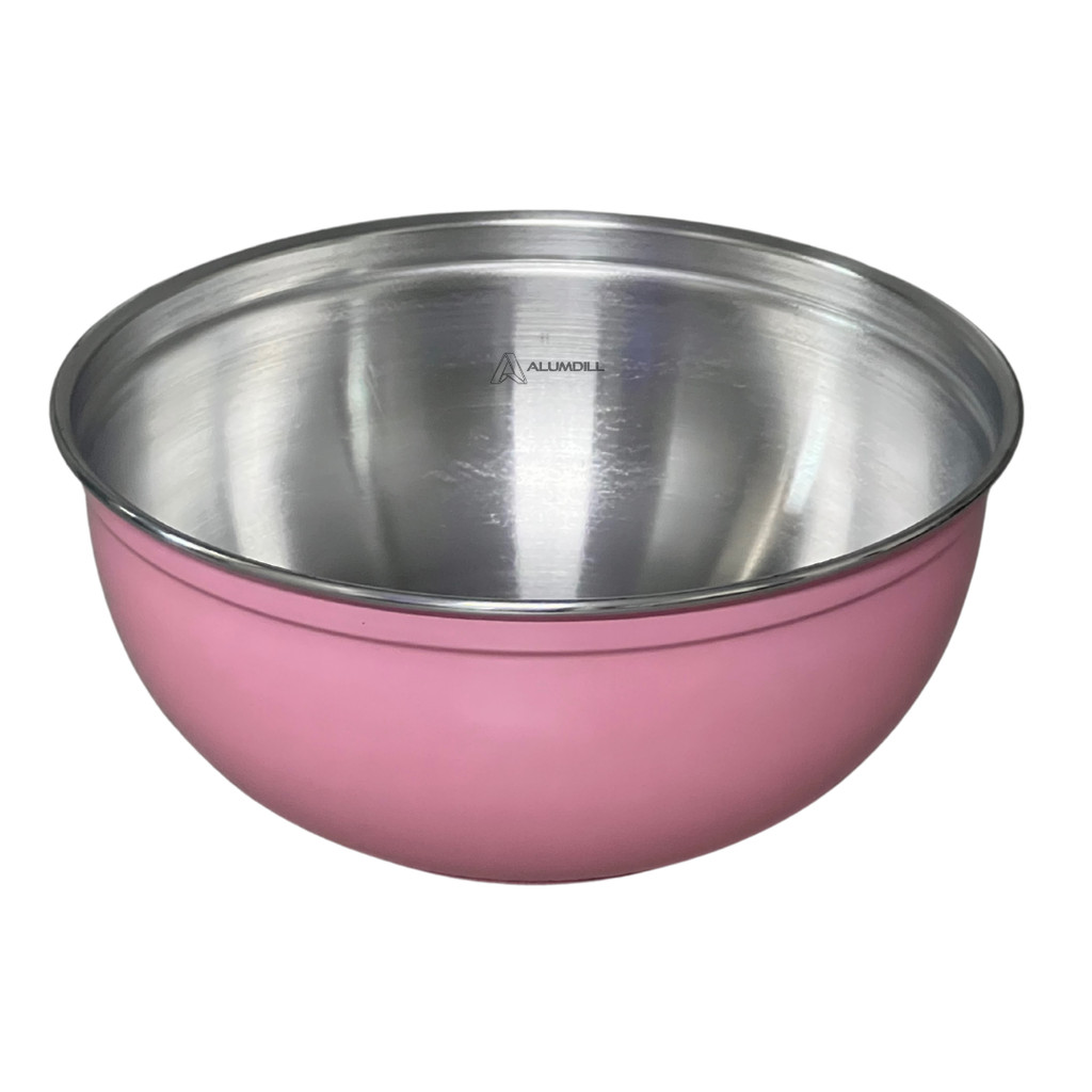 Saladeira Tigela 24 cm Potes Cumbucas Redonda Bowl de Aluminio Rosa Claro Liso Bebê