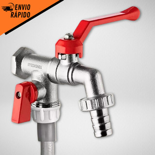 Torneira Esfera 2 Saídas Maquina Tanque Lavanderia 1/2 E 3/4 Metal Cromado Bico Removível 1256