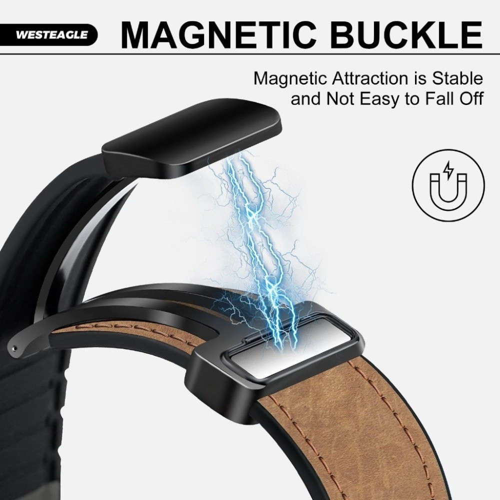 Pulseira Magnética de Couro para Apple Watch Série 10 42 mm 46 mm 9 8 7 45 mm 41 mm Loop Autêntico iWatch 6 5 4 40 mm 44